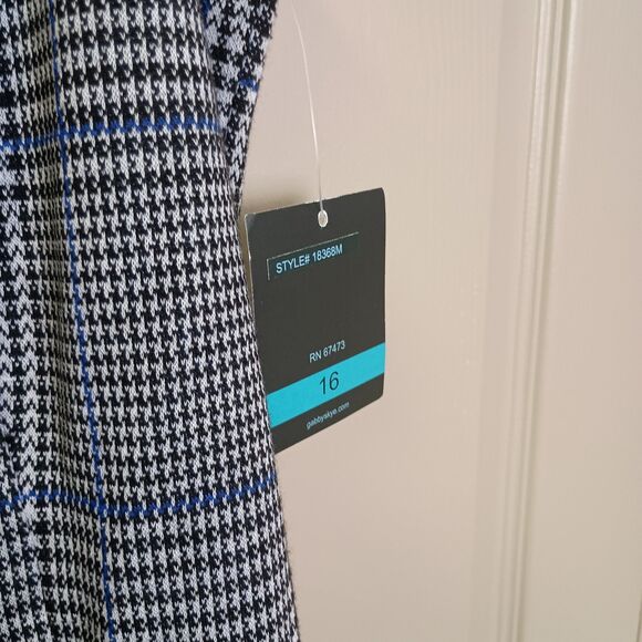 Gabby Skye Womens Dress NWT Size 16 Houndstooth Cap Sleeve Lace Hem - Picture 4 of 5